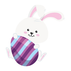 cute rabbit with egg easter isolated icon vector illustration design