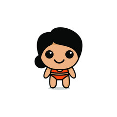 cute kawaii girl bikini character logo icon design vector illustration