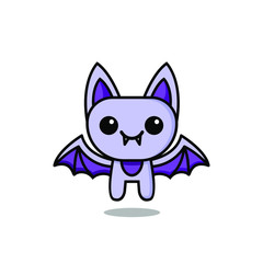 cute kawaii vampire bat character logo icon design vector illustration