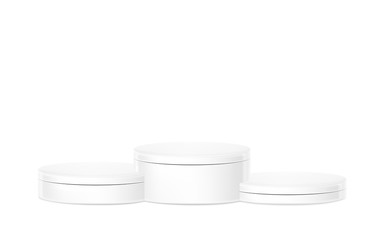 Round award pedestal. Vector illustration. Ready template to use for for presentations, conferences, design, promo. EPS10.