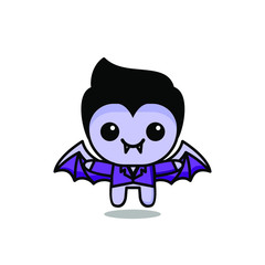 cute kawaii vampire bat character logo icon design vector illustration