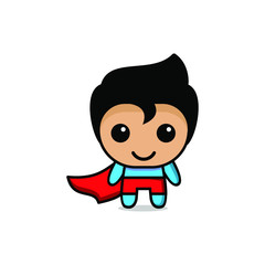 cute kawaii superhero character logo icon design vector illustration