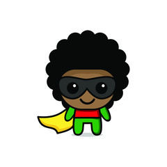 cute kawaii superhero character logo icon design vector illustration
