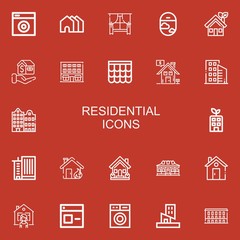 Editable 22 residential icons for web and mobile