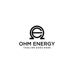 Creative modern ohm with E sign abstract logo design illustration 