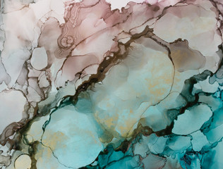 Abstract colorful background, wallpaper. Mixing acrylic paints. Modern art. Marble texture. Alcohol ink colors translucent. Alcohol Abstract contemporary art fluid. Contrast Ink pattern