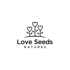 Illustration of abstract plant growing with heart flower logo design