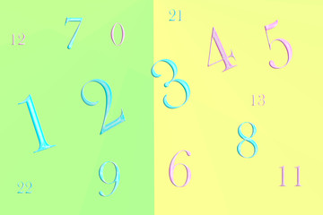 Numerological background in green and yellow