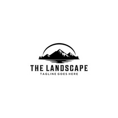 Fototapeta na wymiar Mountain modern landscape Vector logo design template