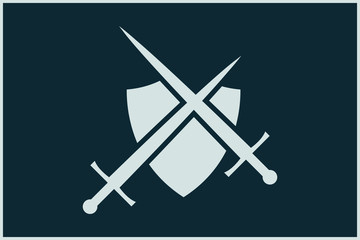 Shield and sword shape. Army force symbol.