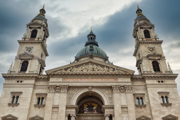 Fototapeta na wymiar Facade Saint Stephen's Basilica Budapest, Hungary