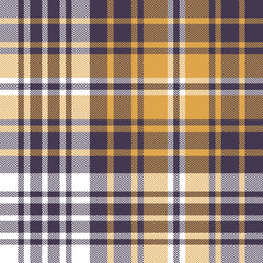 Tartan plaid pattern background. Seamless herringbone check plaid graphic in purple, yellow gold, and white for scarf, blanket, throw, duvet cover, or other modern autumn fabric design.