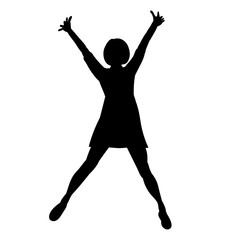  isolated, black silhouette girl jumping