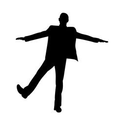 isolated, black silhouette man, falls