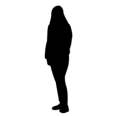 vector, isolated, silhouette girl stands