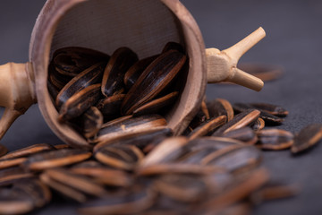 Roasted sunflower seeds in the dark