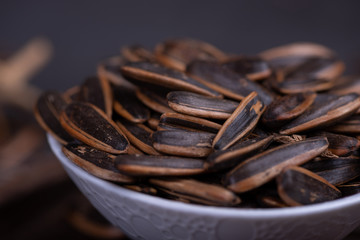 Roasted sunflower seeds in the dark
