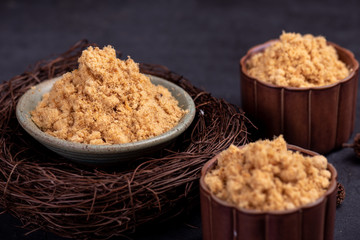 Indoor dark background dried meat floss