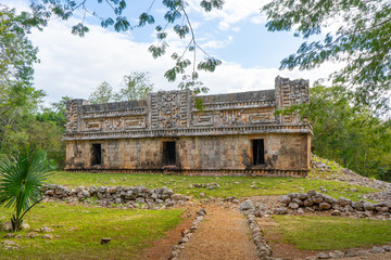 Fototapeta na wymiar The Palace in Xlapak (or Xlapac) small Maya archaeological site. Yucatan. Mexico