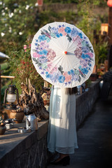 A girl's back in Chinese traditional Hanfu