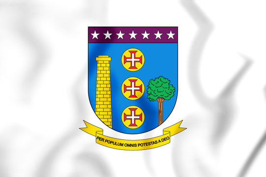 3D Flag of Contagem (Minas Gerais), Brazil. 3D Illustration.