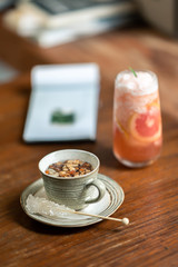 Tea, coffee and other drinks in the cafe house