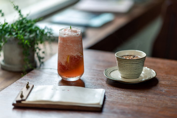 Tea, coffee and other drinks in the cafe house