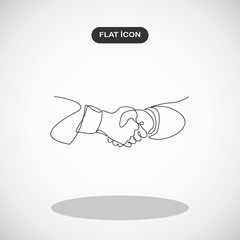 Handshake continuous line vector drawing. Business agreement vector concept