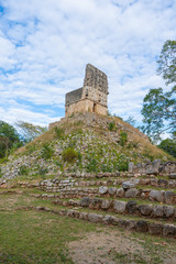 El Mirador, a pyramid-like structure surmounted by a temple in Labna mayan archaeological site....