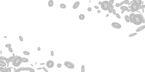 Bitcoin, internet currency coins falling. Scattere