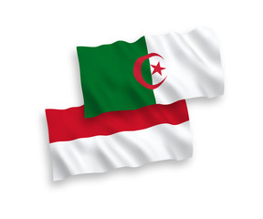 Flags of Indonesia and Algeria on a white background