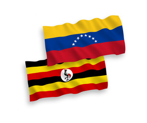 Flags of Venezuela and Uganda on a white background