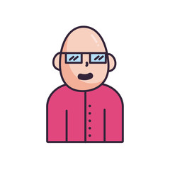 Isolated avatar man with glasses fill style icon vector design