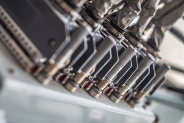 Old cabinet with connectors is providing signal.