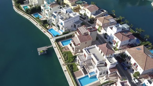 Aerial view of the new houses in marina, Limassol, Cyprus 2019