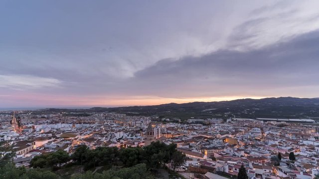 Sunset Timelapse from the city of Velez Malaga, in the province of Malaga, Andalusia, Spain.