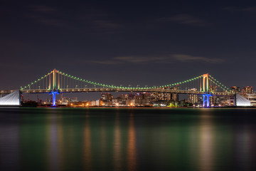 Fototapeta na wymiar The Rainbow Bridge at night. Tokyo.