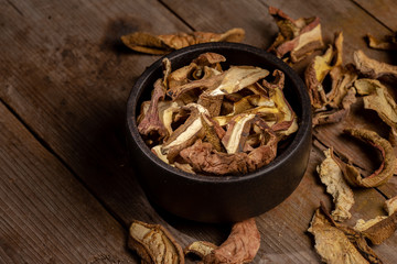 Dried mushrooms on a plate