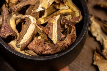 Dried mushrooms on a plate