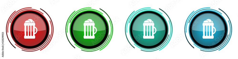 Aufkleber beer round glossy vector icons, set of buttons for webdesign, internet and mobile phone applications