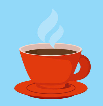tea or coffee hot red cup vector