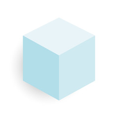 Light blue cube. 3D vector object with dropped shadow