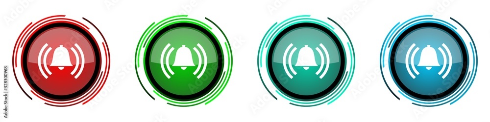 Leinwandbilder alarm round glossy vector icons, set of buttons for webdesign, internet and mobile phone application