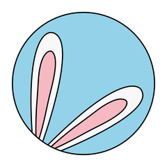 cute ears of rabbit in frame circular isolated icon vector illustration design