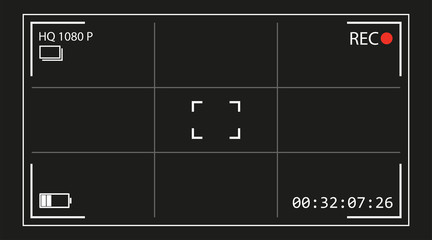 Camera interface vector movie illustration. Vector on black bacground