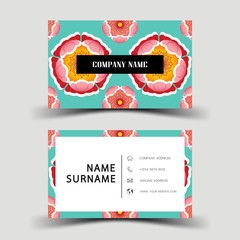 Colourful business card design on the gray background. With inspiration from flower. Vector illustration EPS10. 
