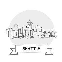 Seattle Cityscape Vector Sign