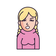 Isolated avatar woman wth sweater fill style icon vector design