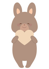 ハートを持つうさぎのイラスト