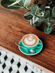 cup of tea on wooden table